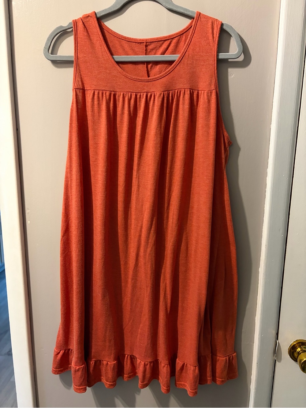 Women's Sleeveless Ruffle-Hem Tank dress- Orange